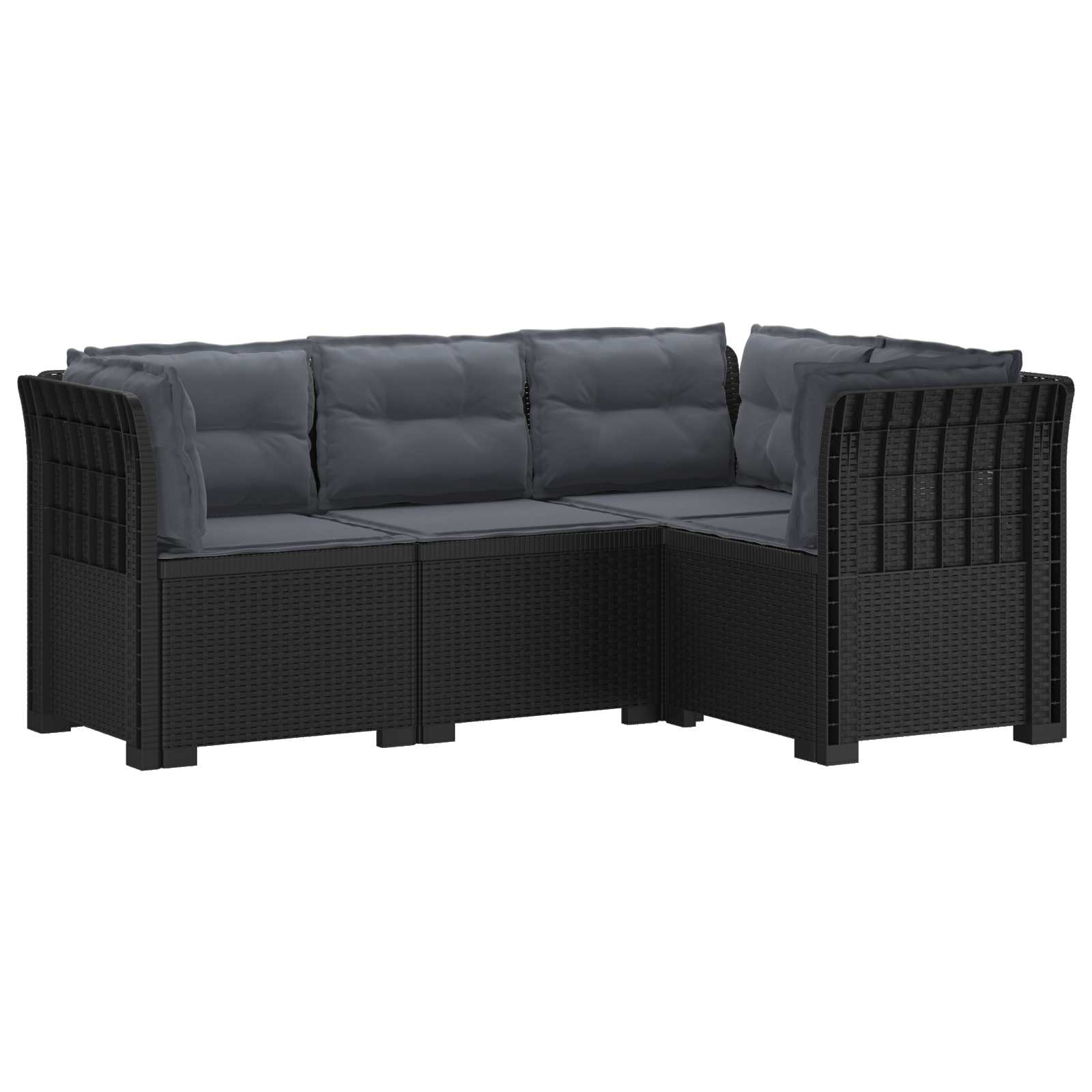 vidaXL Ogród Sofa 4-osobowa z poduszkami Wygląd Rattanu PP antracytowy