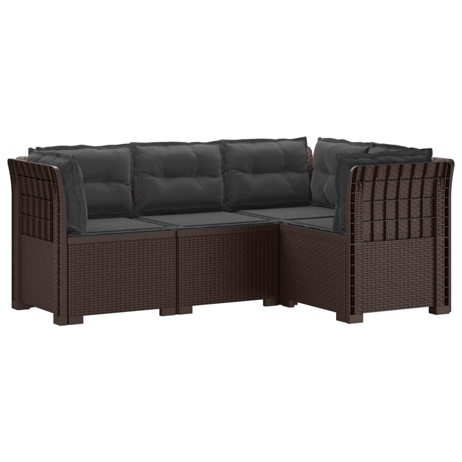 vidaXL Ogród Sofa 4-osobowa z poduszkami Wygląd Rattanu PP brązowy