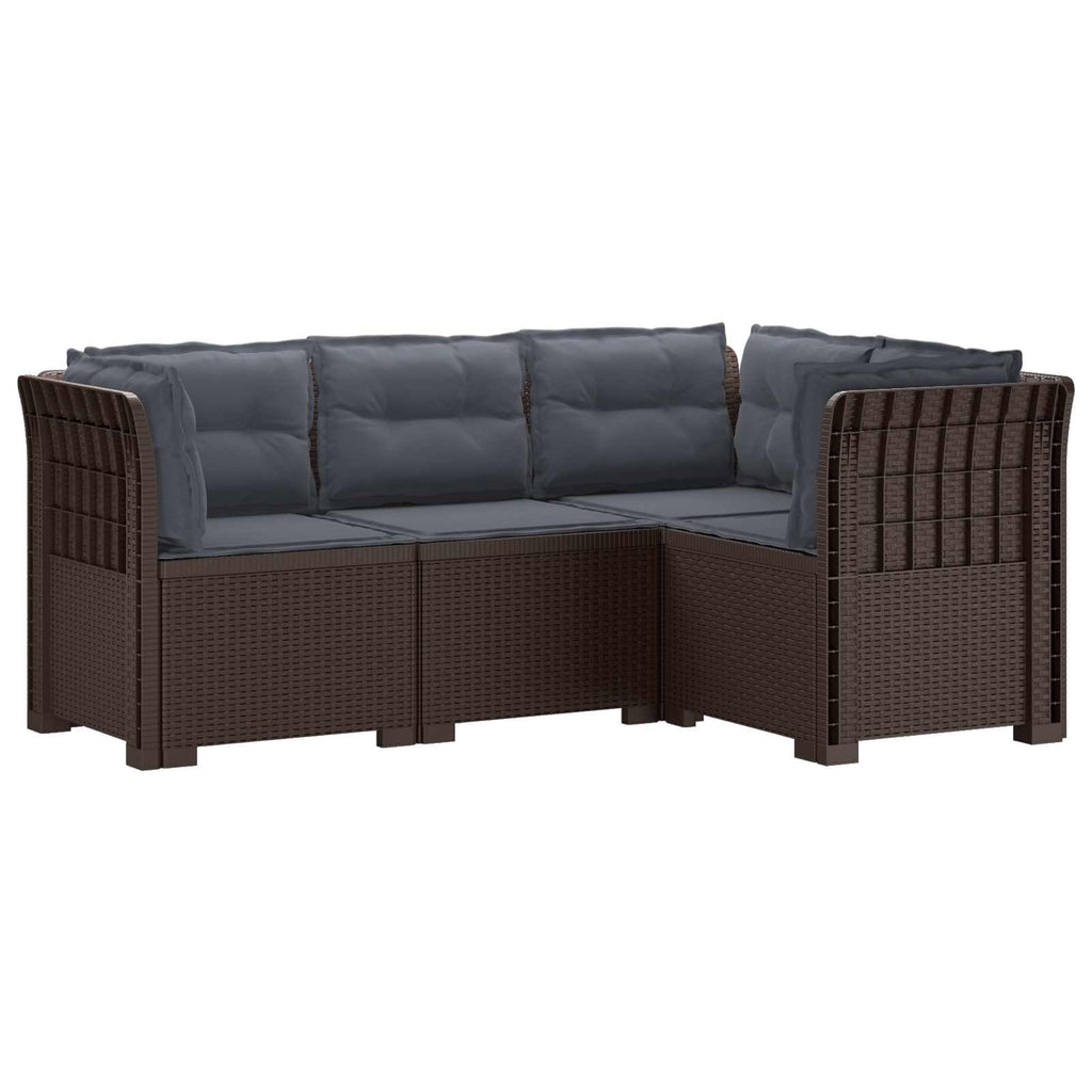 vidaXL Ogród Sofa 4-osobowa z poduszkami Wygląd Rattanu PP brązowy