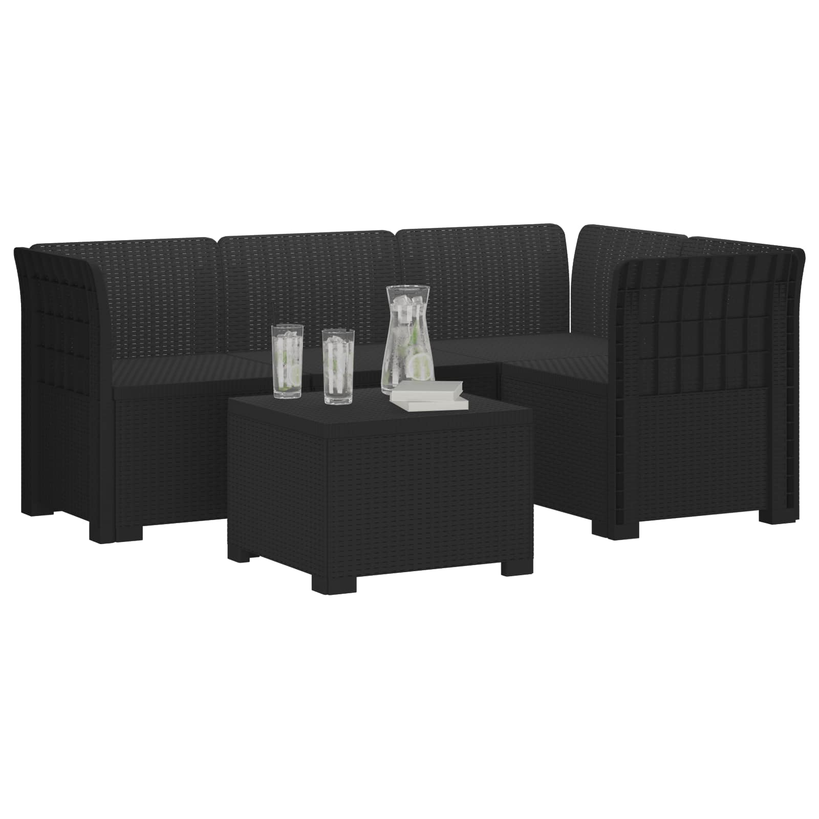 vidaXL Sofa ogrodowa dla 4 osób w stylu rattanowym PP antracytowy