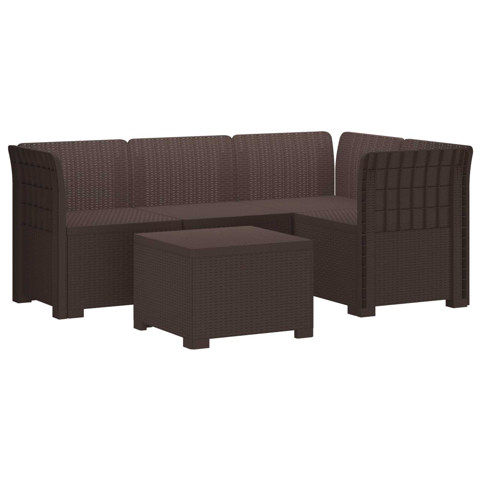 vidaXL Sofa ogrodowa dla 4 osób w stylu rattanowym PP brązowy