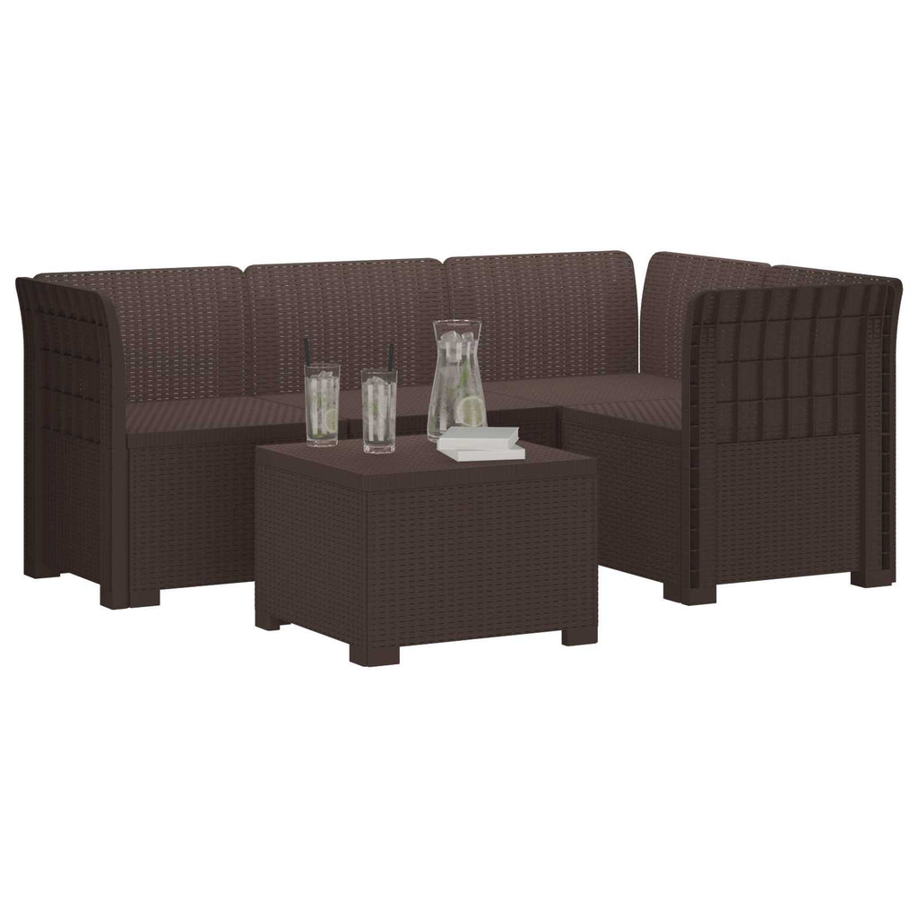 vidaXL Sofa ogrodowa dla 4 osób w stylu rattanowym PP brązowy