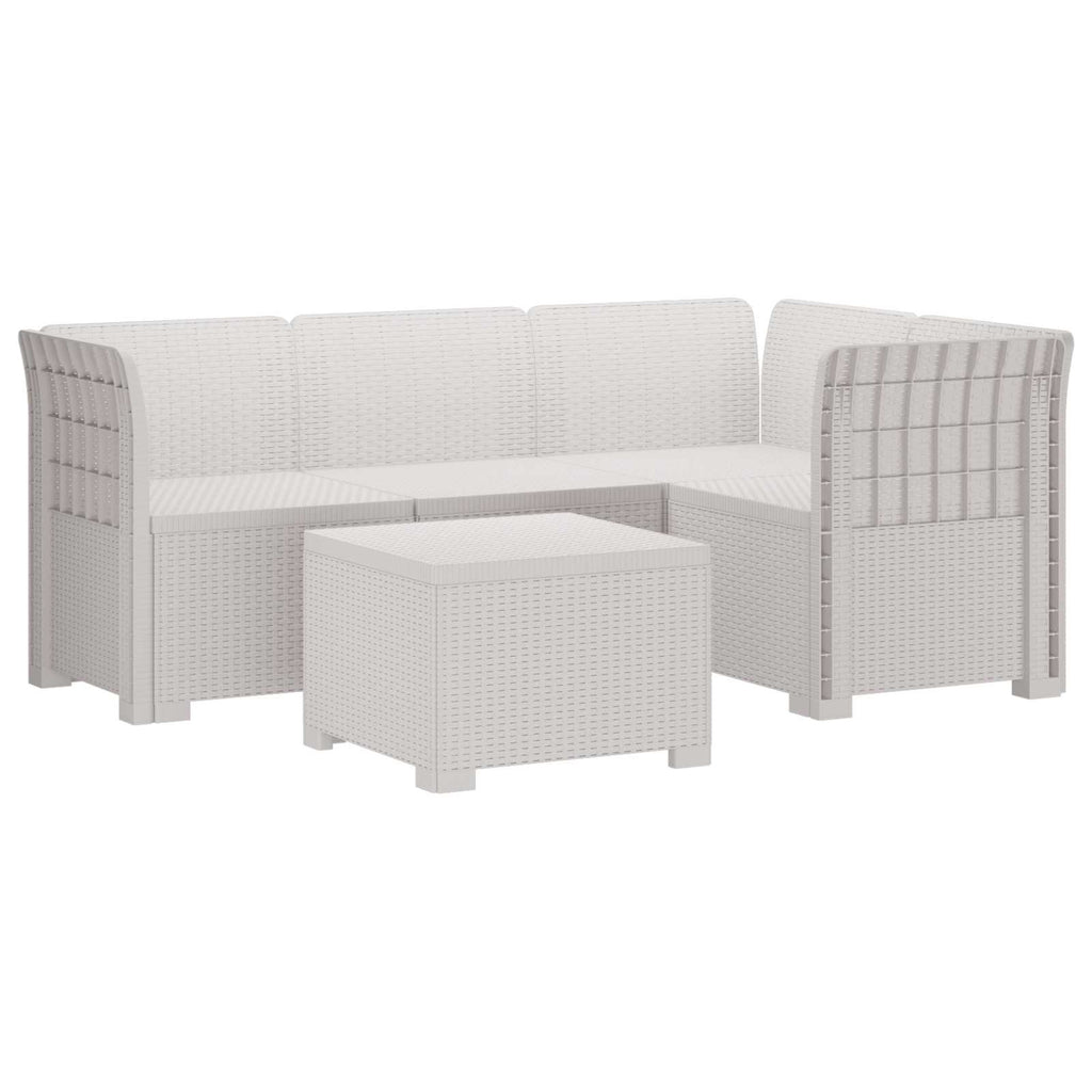 vidaXL Sofa ogrodowa dla 4 osób w stylu rattanowym PP Biały