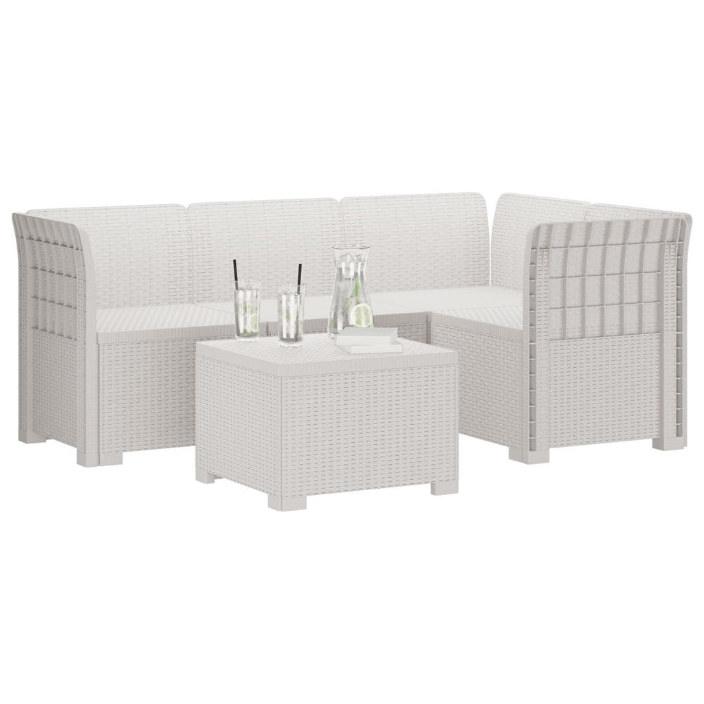 vidaXL Sofa ogrodowa dla 4 osób w stylu rattanowym PP Biały