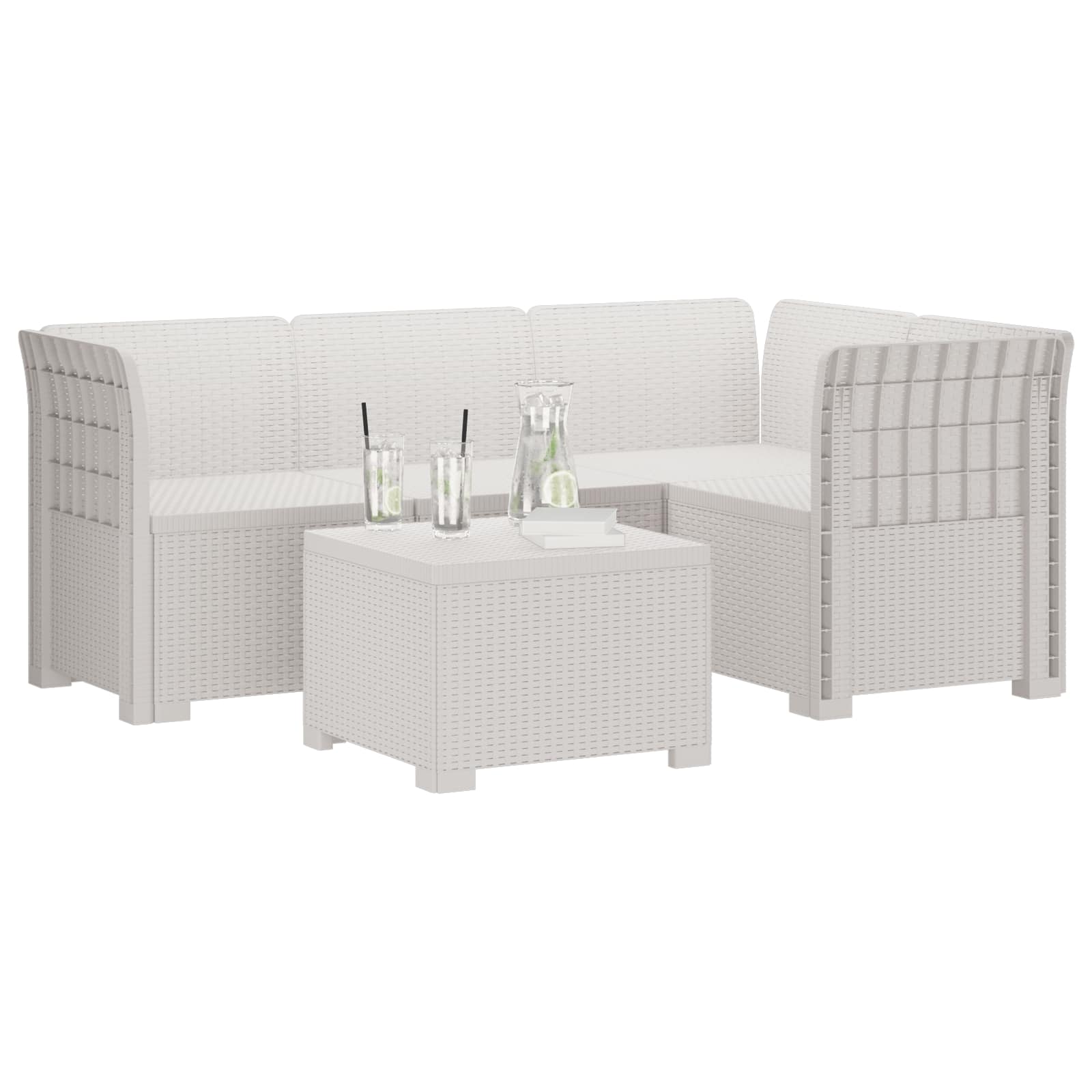 vidaXL Sofa ogrodowa dla 4 osób w stylu rattanowym PP Biały