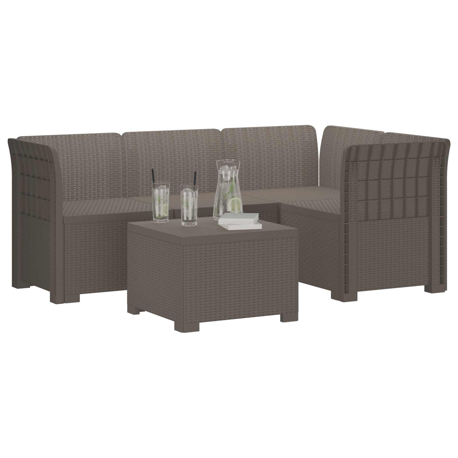 vidaXL Sofa ogrodowa dla 4 osób w stylu rattanowym PP jasnoszary