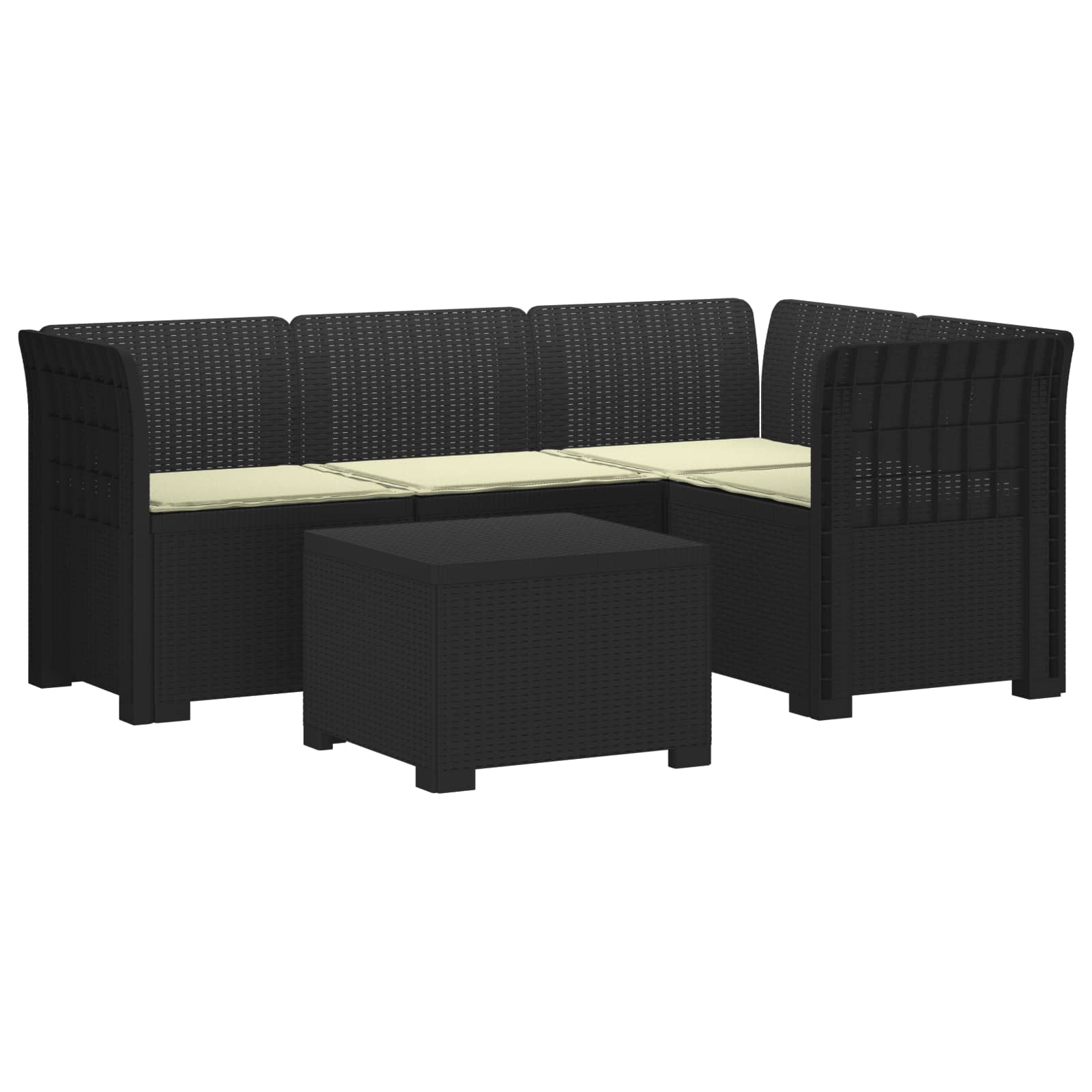 vidaXL Sofa ogrodowa dla 4 osób z poduszkami w stylu rattanowym PP
