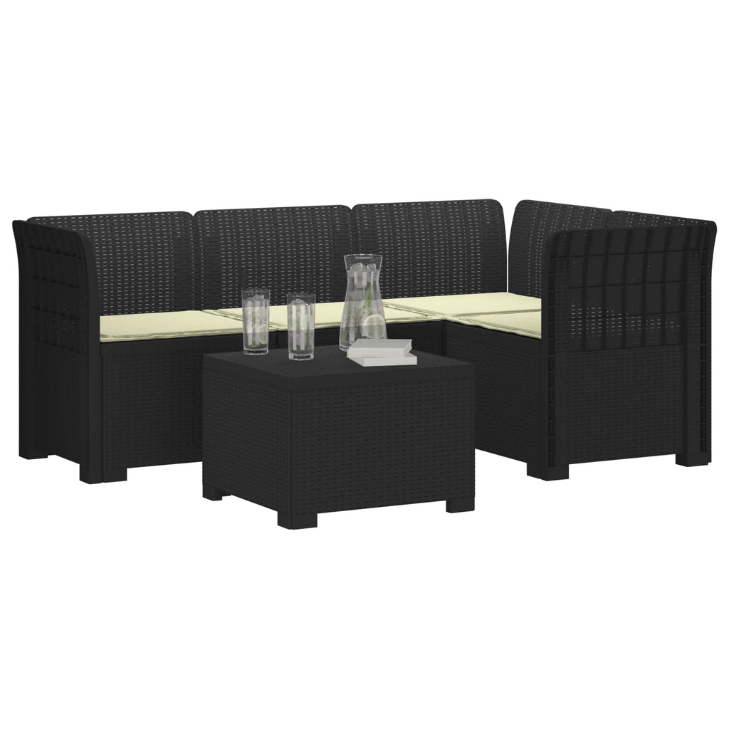 vidaXL Sofa ogrodowa dla 4 osób z poduszkami w stylu rattanowym PP