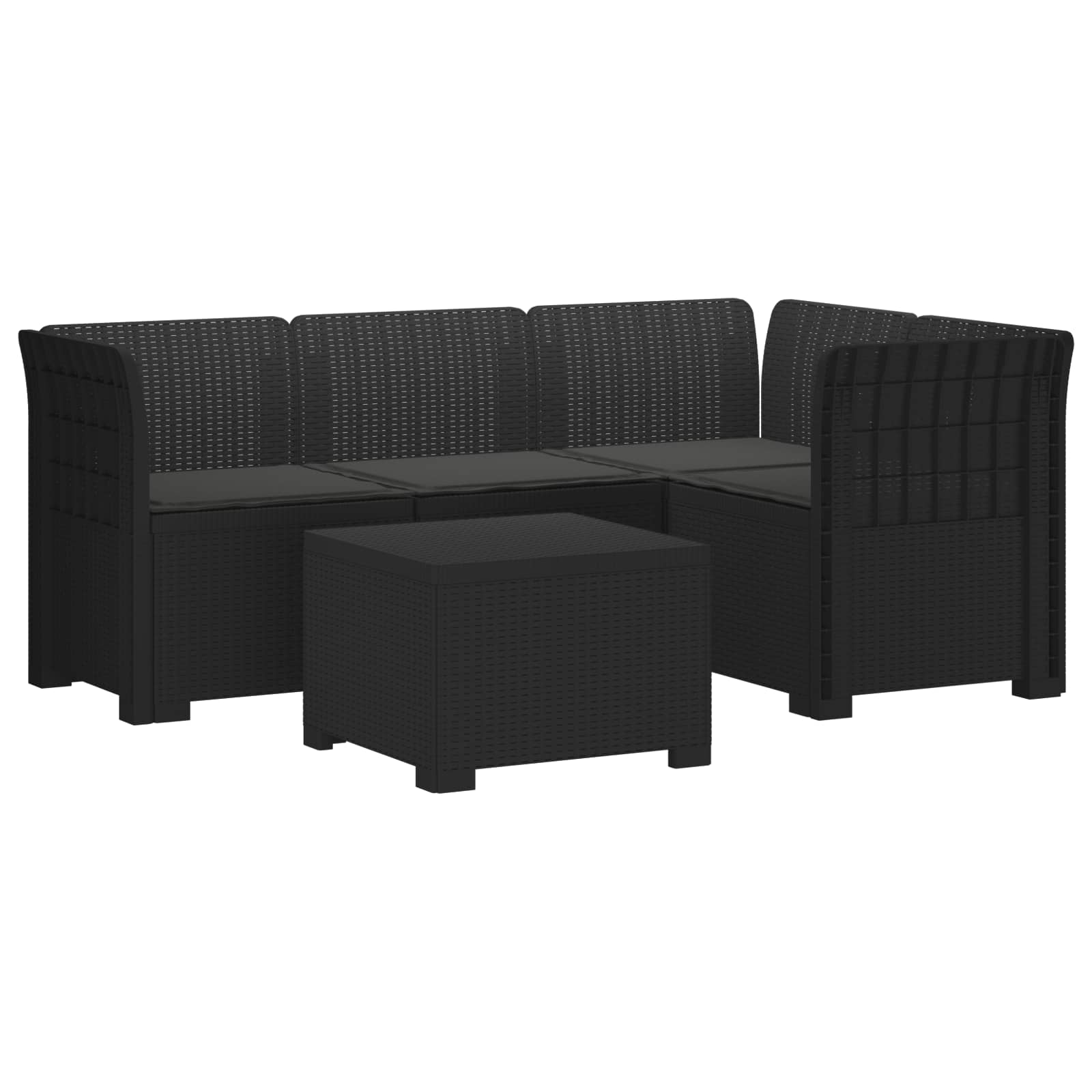 vidaXL Sofa ogrodowa dla 4 osób z poduszkami w stylu rattanowym PP