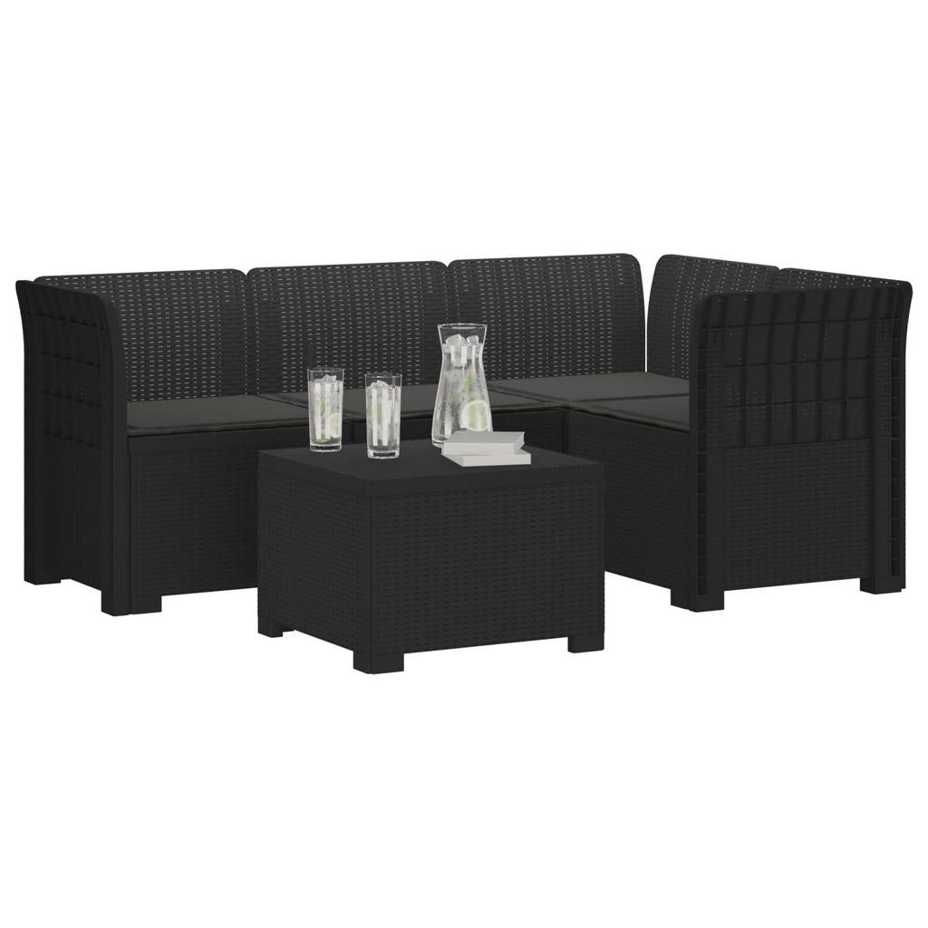 vidaXL Sofa ogrodowa dla 4 osób z poduszkami w stylu rattanowym PP