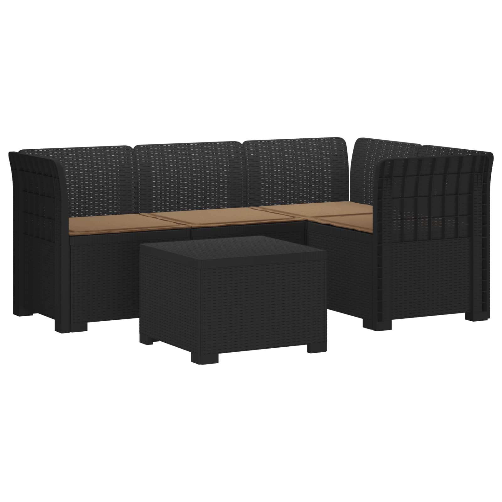 vidaXL Sofa ogrodowa dla 4 osób z poduszkami w stylu rattanowym PP