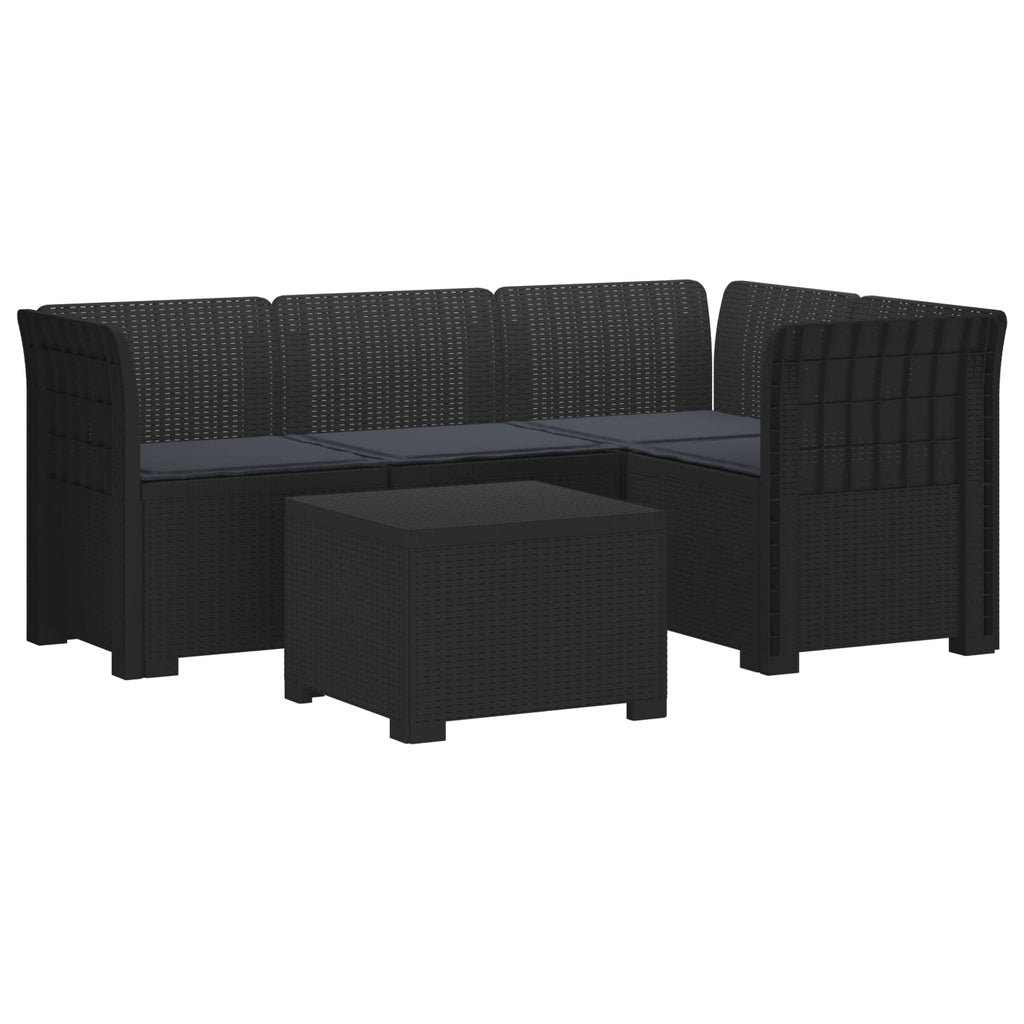 vidaXL Sofa ogrodowa dla 4 osób z poduszkami w stylu rattanowym PP
