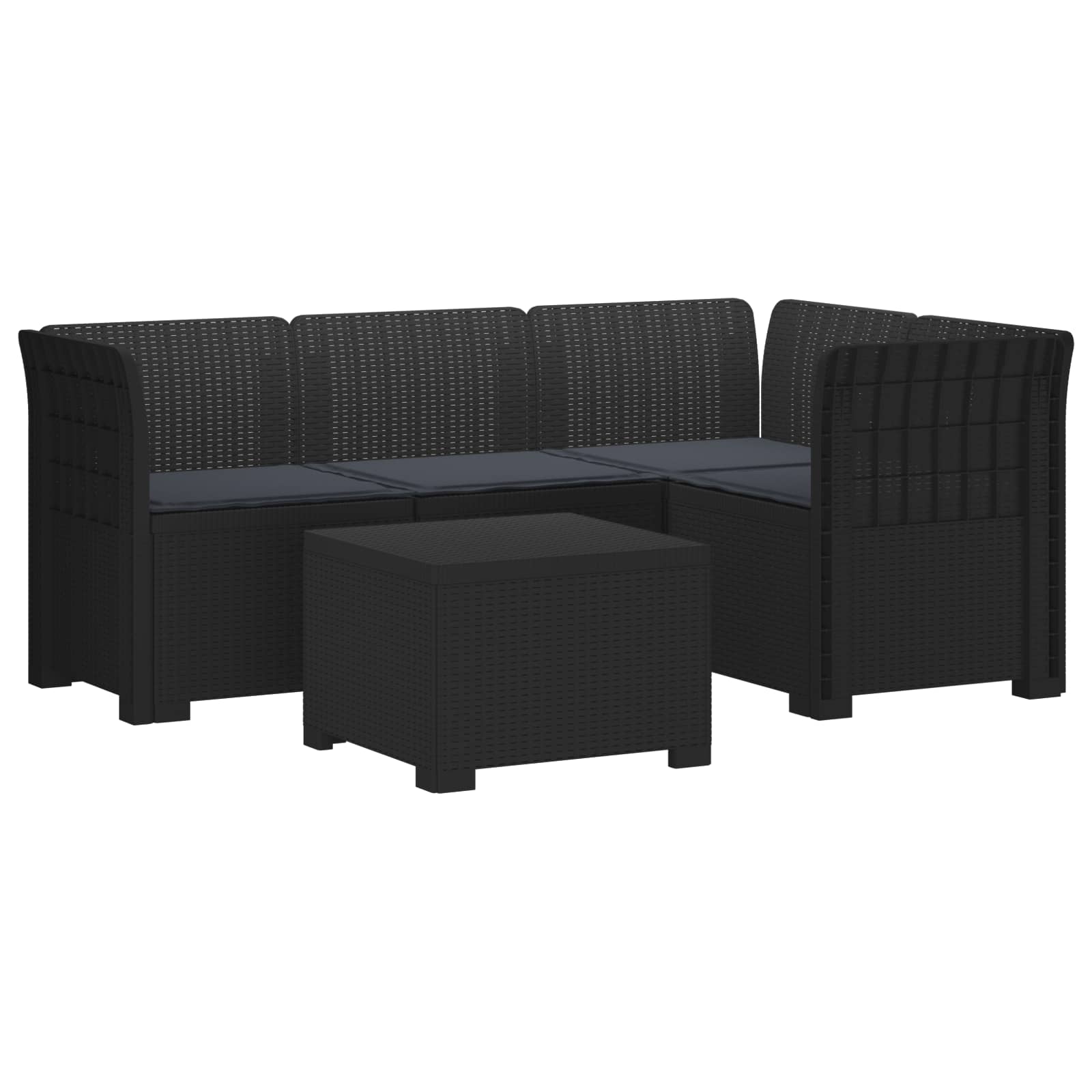 vidaXL Sofa ogrodowa dla 4 osób z poduszkami w stylu rattanowym PP