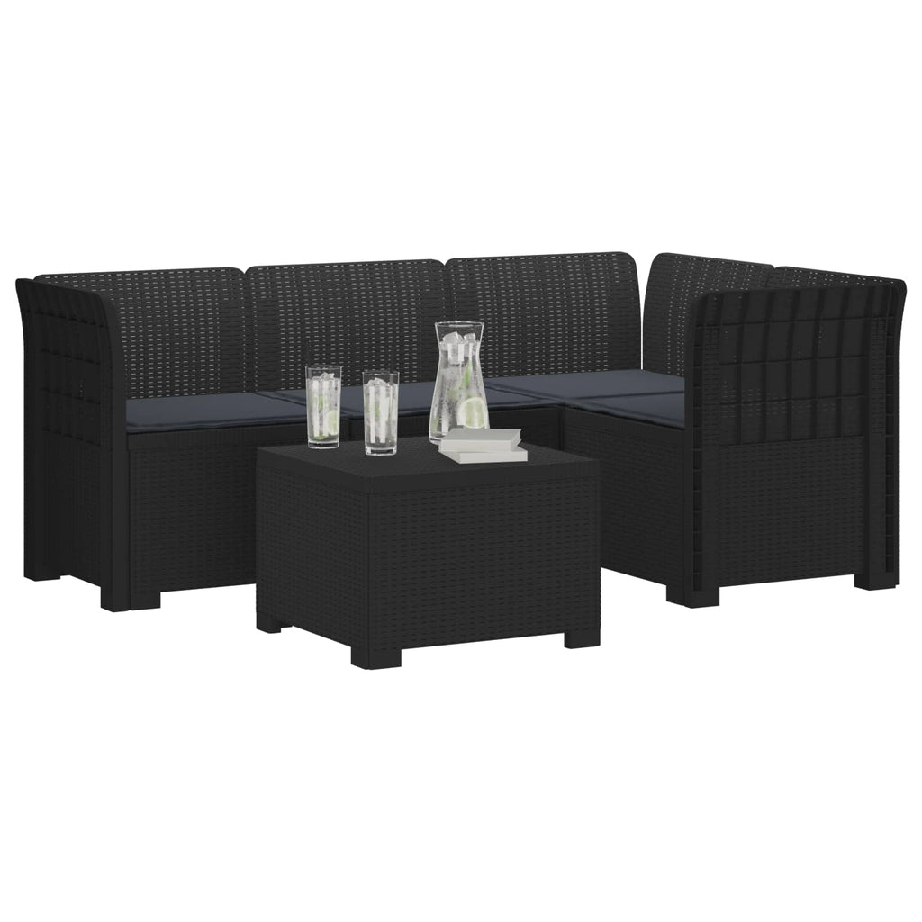 vidaXL Sofa ogrodowa dla 4 osób z poduszkami w stylu rattanowym PP
