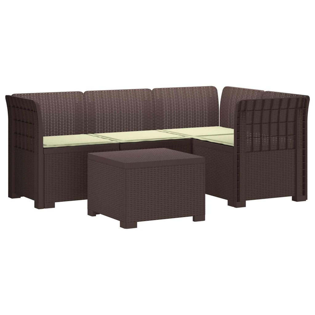 vidaXL Sofa ogrodowa dla 4 osób z poduszkami w stylu rattanowym PP
