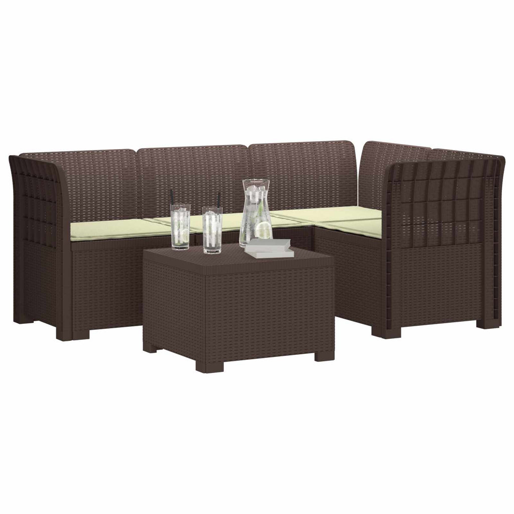 vidaXL Sofa ogrodowa dla 4 osób z poduszkami w stylu rattanowym PP