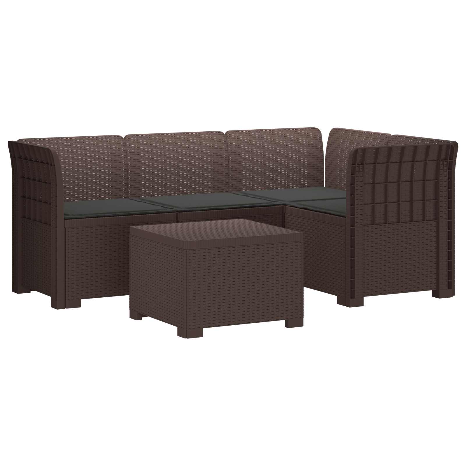 vidaXL Sofa ogrodowa dla 4 osób z poduszkami w stylu rattanowym PP