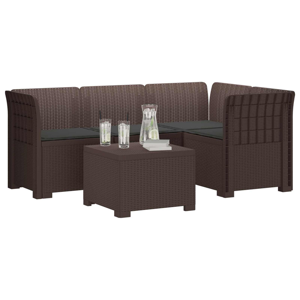 vidaXL Sofa ogrodowa dla 4 osób z poduszkami w stylu rattanowym PP