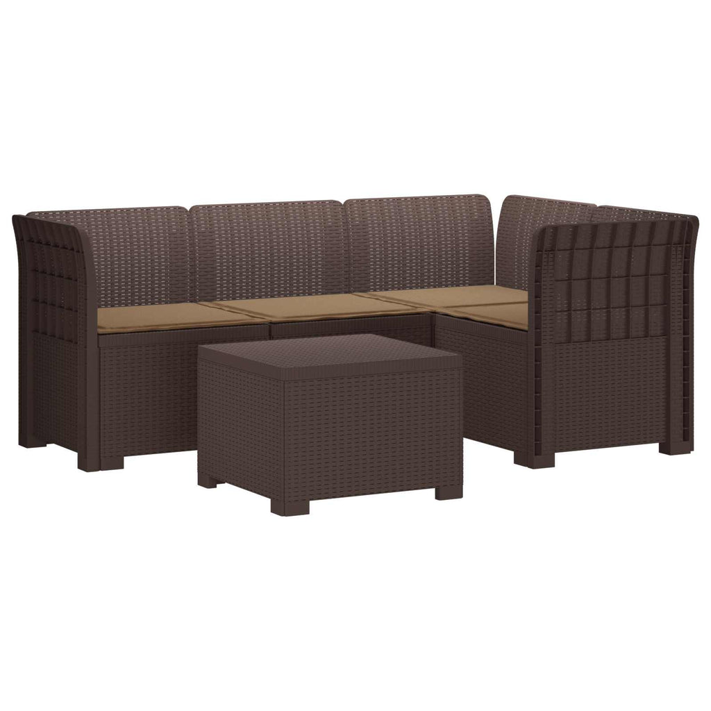 vidaXL Sofa ogrodowa dla 4 osób z poduszkami w stylu rattanowym PP