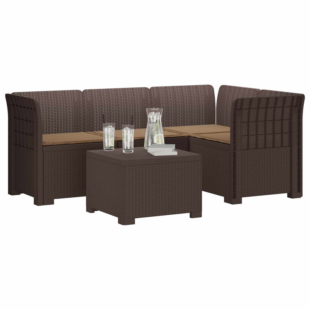vidaXL Sofa ogrodowa dla 4 osób z poduszkami w stylu rattanowym PP
