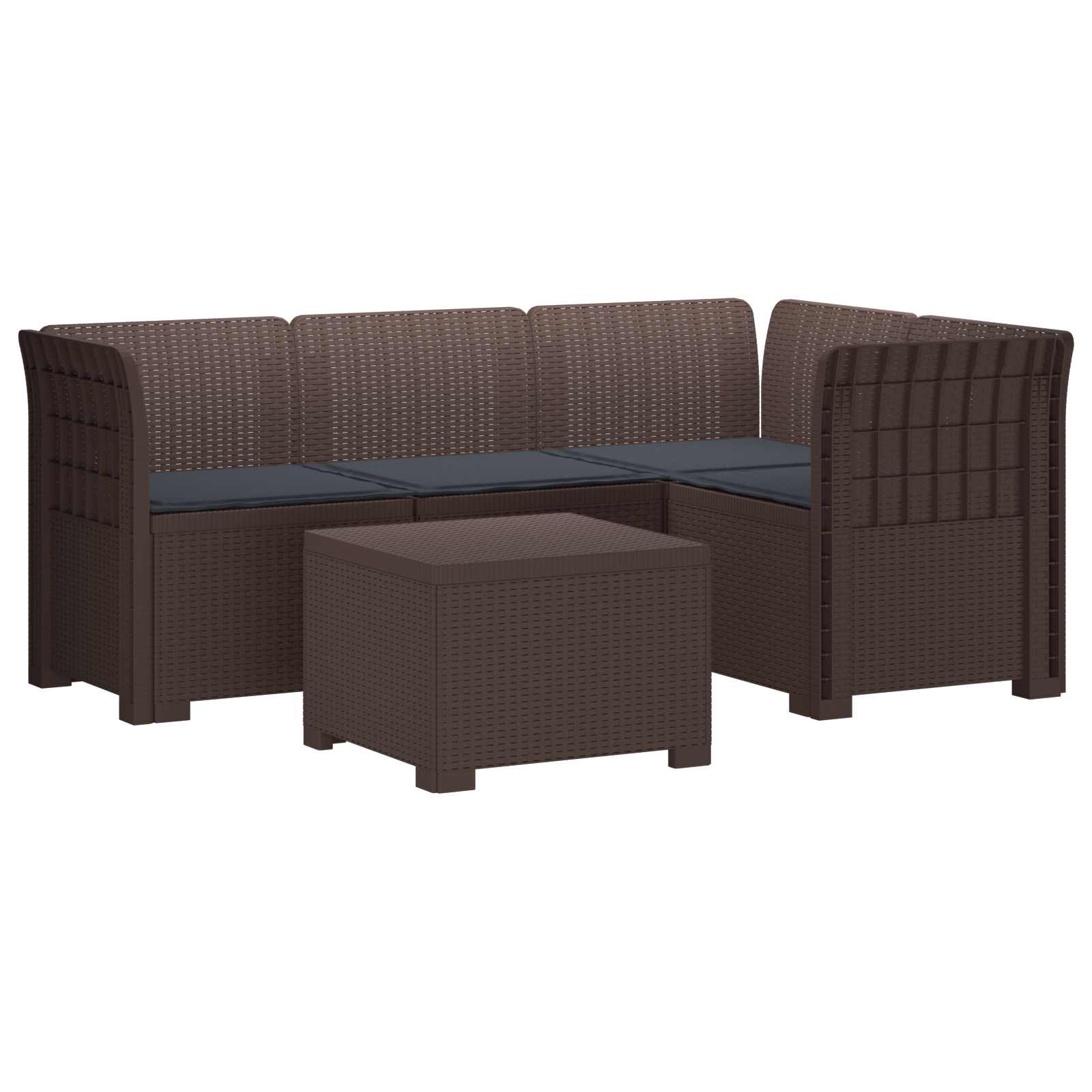 vidaXL Sofa ogrodowa dla 4 osób z poduszkami w stylu rattanowym PP
