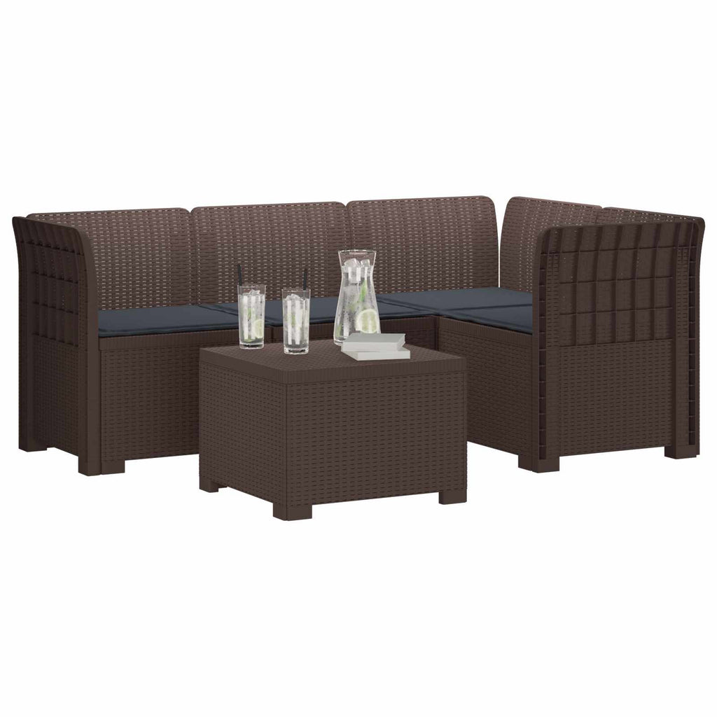 vidaXL Sofa ogrodowa dla 4 osób z poduszkami w stylu rattanowym PP