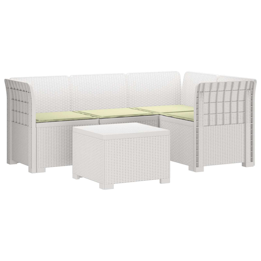 vidaXL Sofa ogrodowa dla 4 osób z poduszkami w stylu rattanowym PP