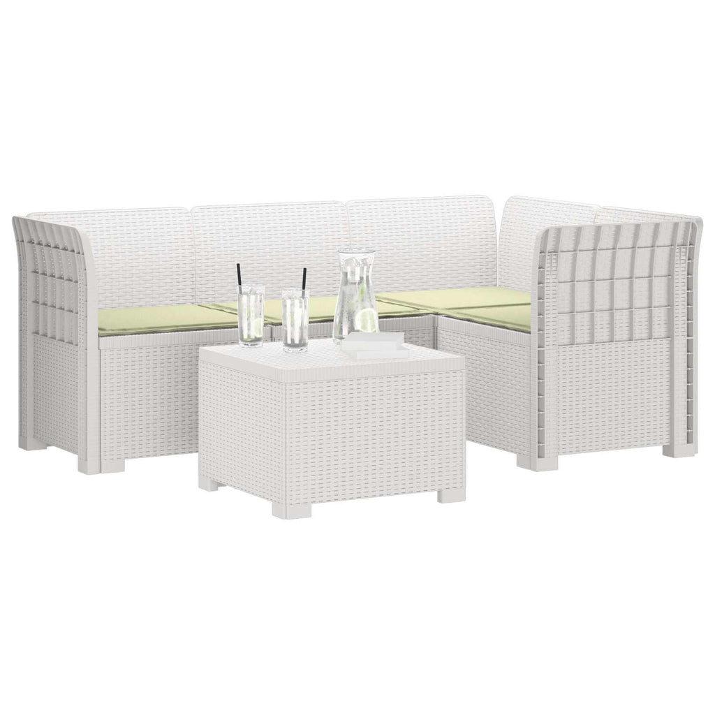 vidaXL Sofa ogrodowa dla 4 osób z poduszkami w stylu rattanowym PP