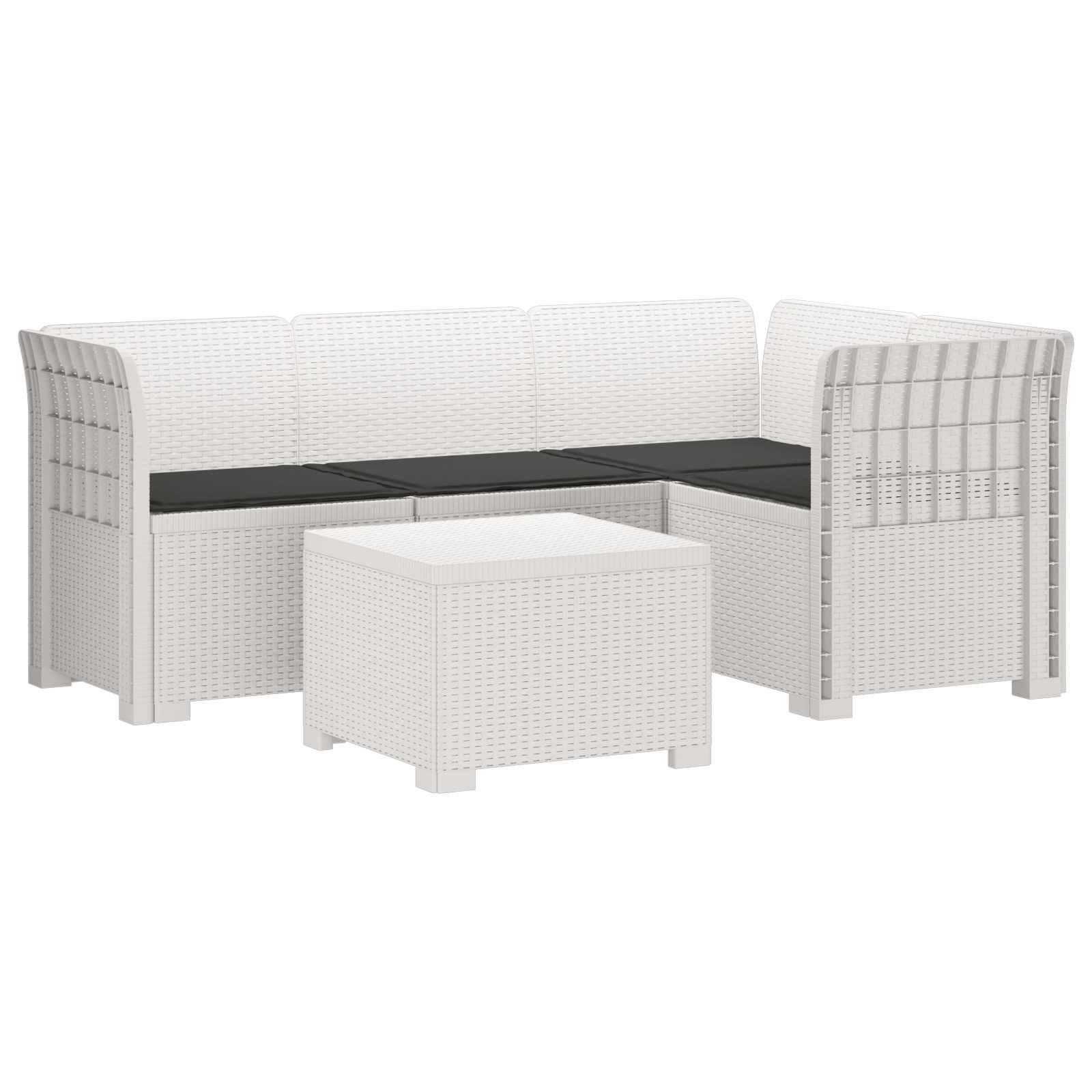 vidaXL Sofa ogrodowa dla 4 osób z poduszkami w stylu rattanowym PP