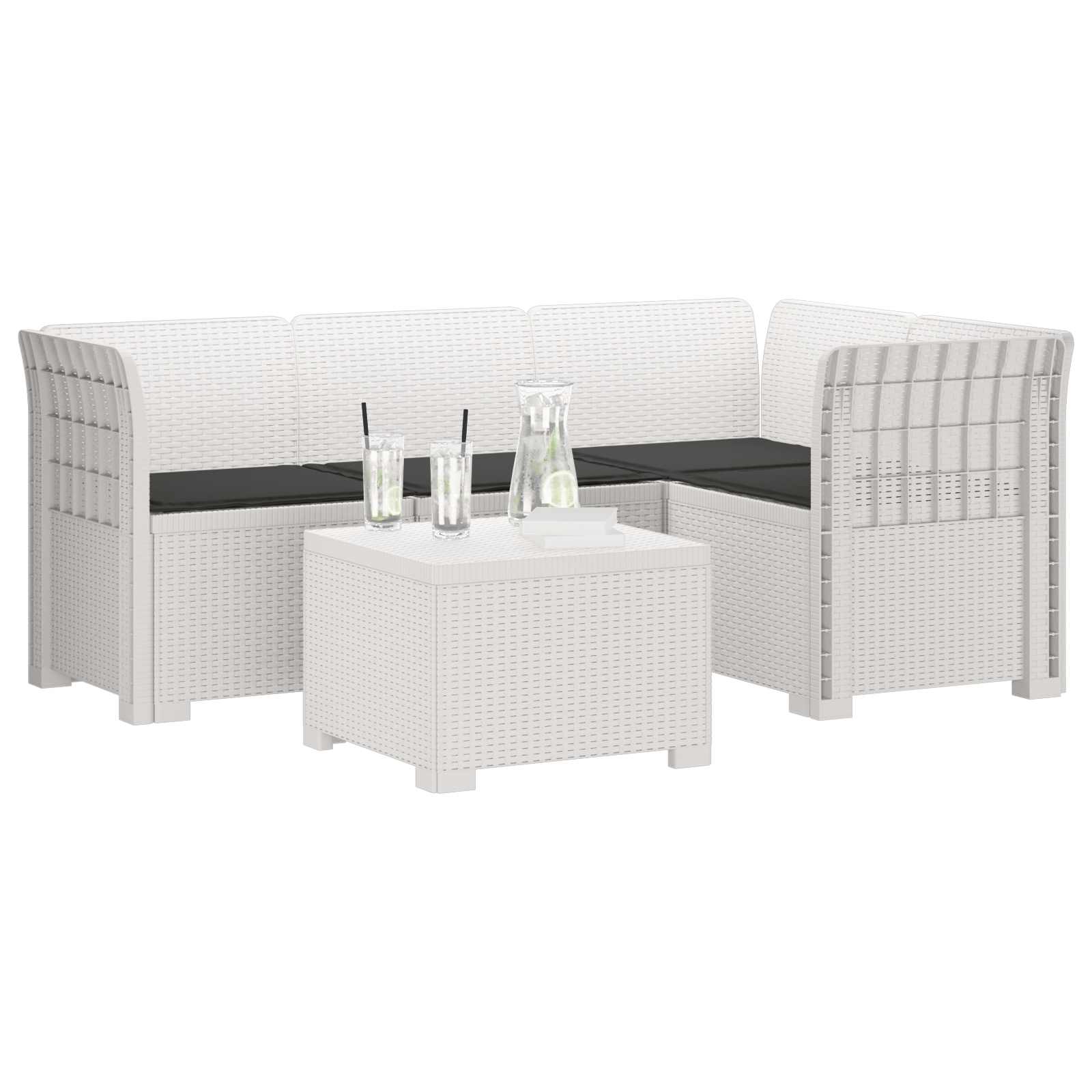 vidaXL Sofa ogrodowa dla 4 osób z poduszkami w stylu rattanowym PP