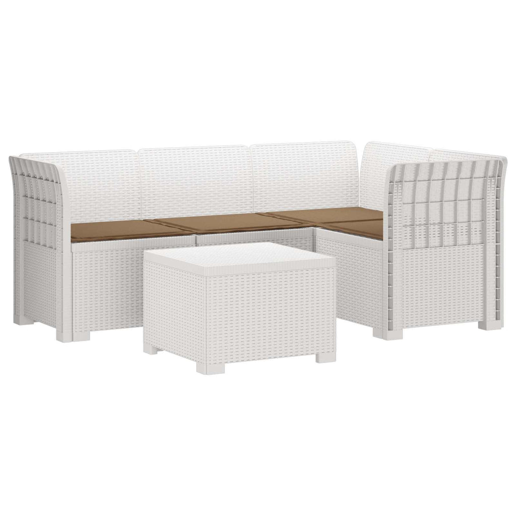 vidaXL Sofa ogrodowa dla 4 osób z poduszkami w stylu rattanowym PP