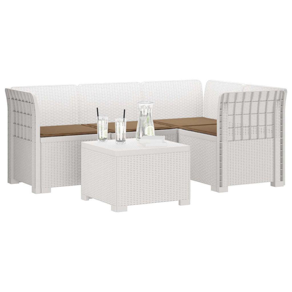 vidaXL Sofa ogrodowa dla 4 osób z poduszkami w stylu rattanowym PP