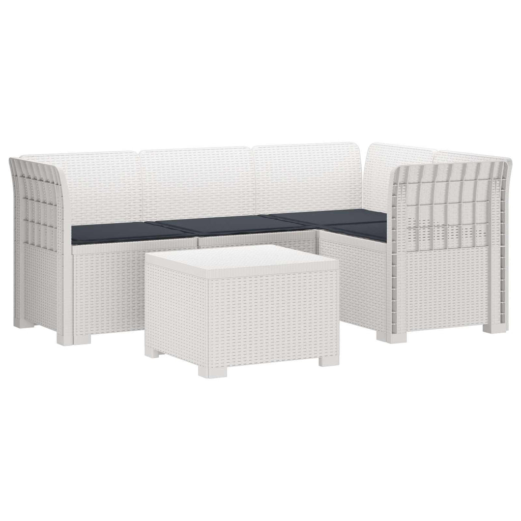 vidaXL Sofa ogrodowa dla 4 osób z poduszkami w stylu rattanowym PP