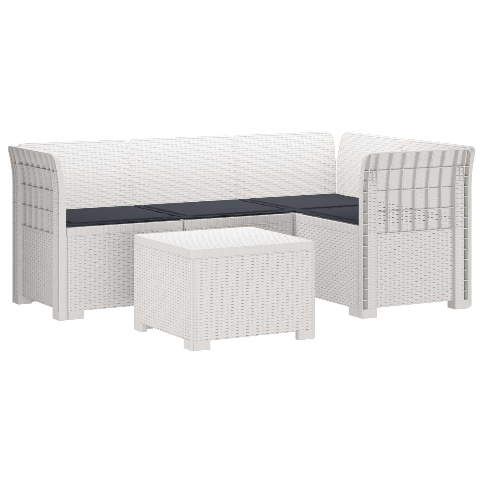 vidaXL Sofa ogrodowa dla 4 osób z poduszkami w stylu rattanowym PP