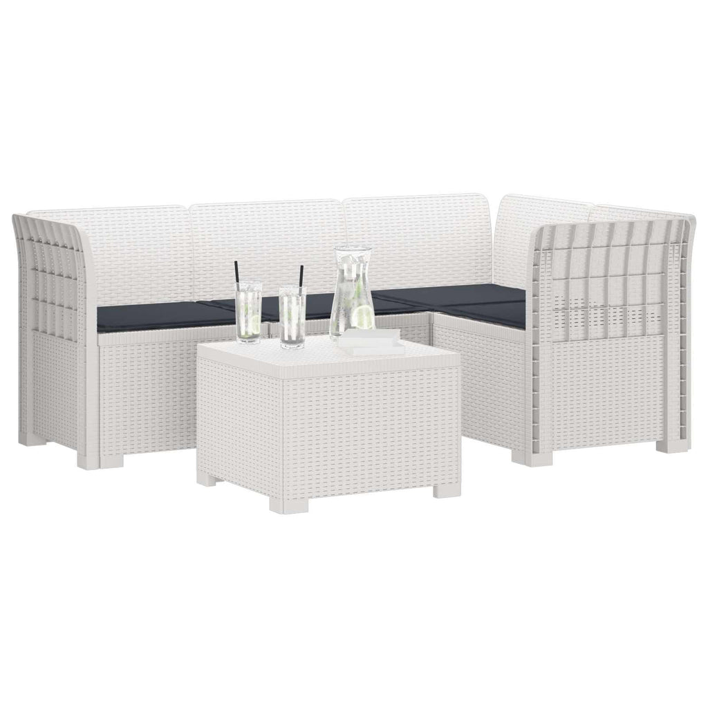 vidaXL Sofa ogrodowa dla 4 osób z poduszkami w stylu rattanowym PP