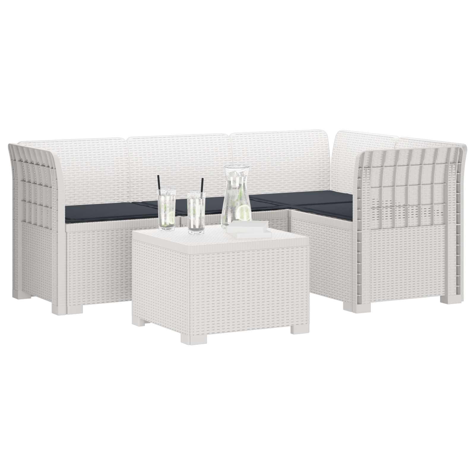 vidaXL Sofa ogrodowa dla 4 osób z poduszkami w stylu rattanowym PP