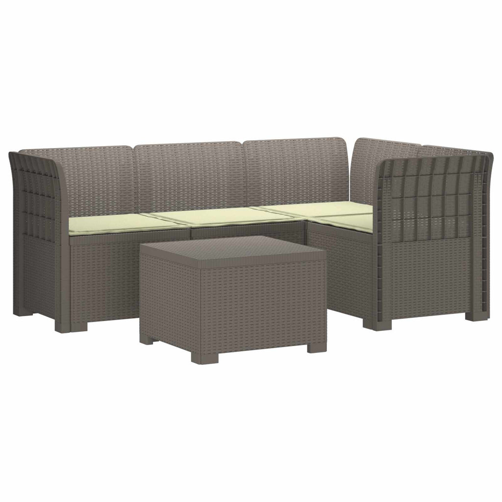 vidaXL Sofa ogrodowa dla 4 osób z poduszkami w stylu rattanowym PP