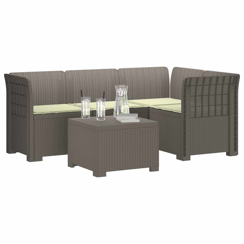 vidaXL Sofa ogrodowa dla 4 osób z poduszkami w stylu rattanowym PP