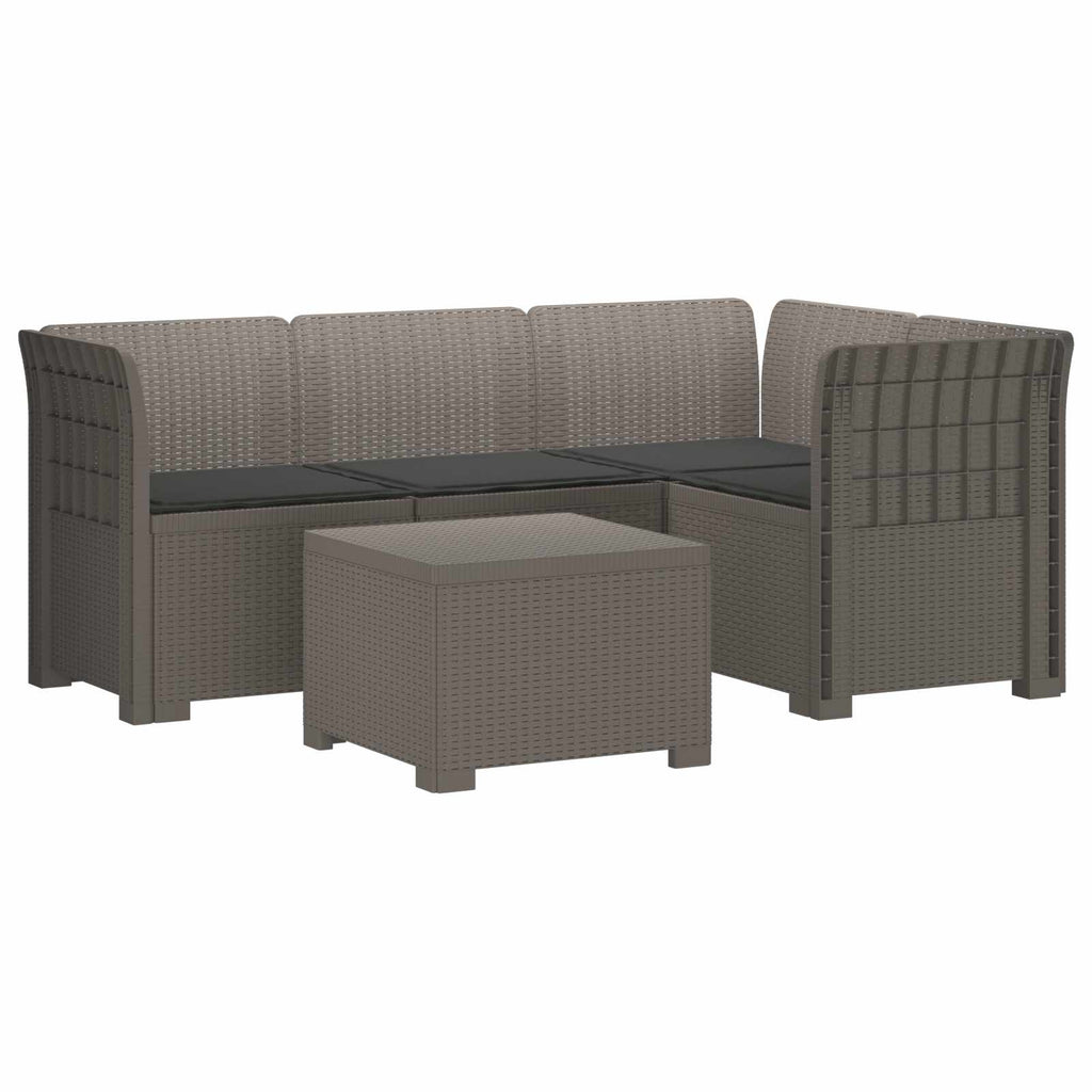 vidaXL Sofa ogrodowa dla 4 osób z poduszkami w stylu rattanowym PP