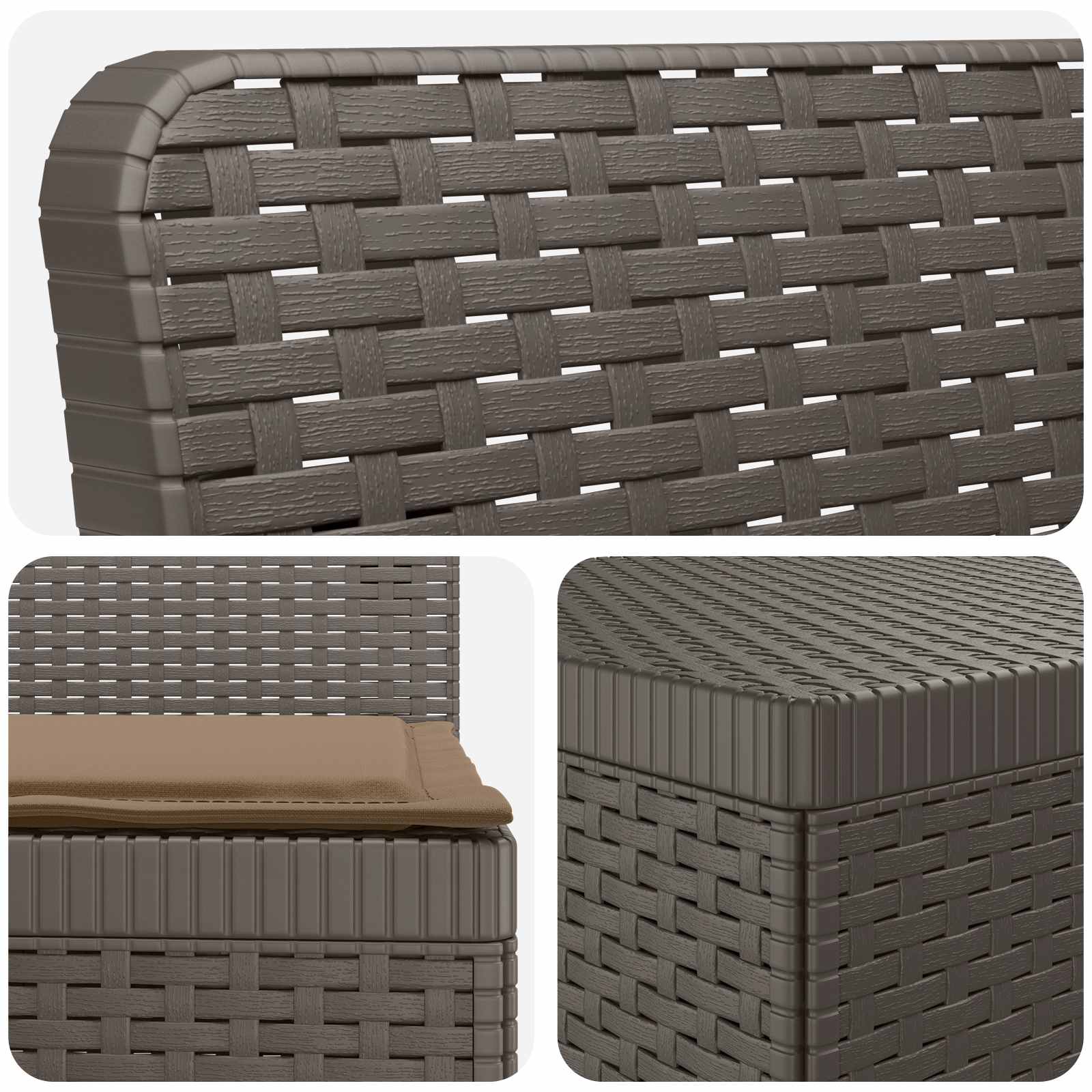 vidaXL Sofa ogrodowa dla 4 osób z poduszkami w stylu rattanowym PP