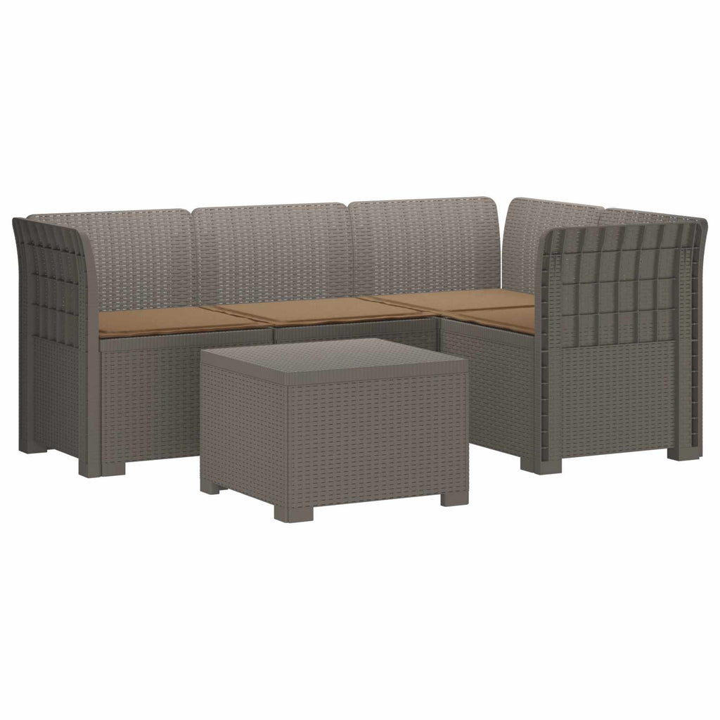 vidaXL Sofa ogrodowa dla 4 osób z poduszkami w stylu rattanowym PP