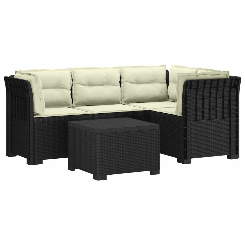 vidaXL Sofa ogrodowa dla 4 osób z poduszkami w stylu rattanowym PP