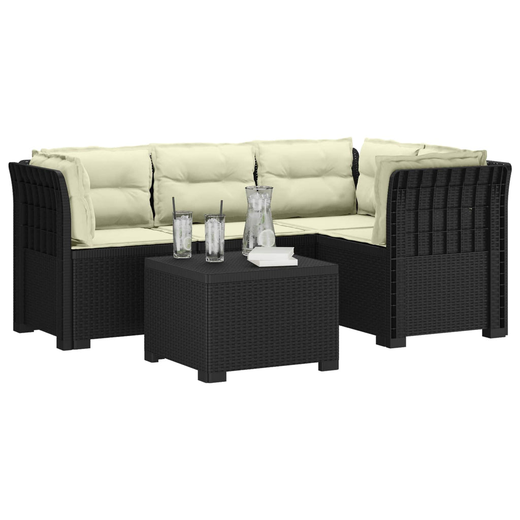 vidaXL Sofa ogrodowa dla 4 osób z poduszkami w stylu rattanowym PP