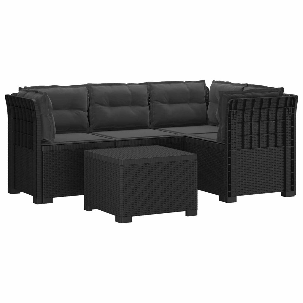 vidaXL Sofa ogrodowa dla 4 osób z poduszkami w stylu rattanowym PP