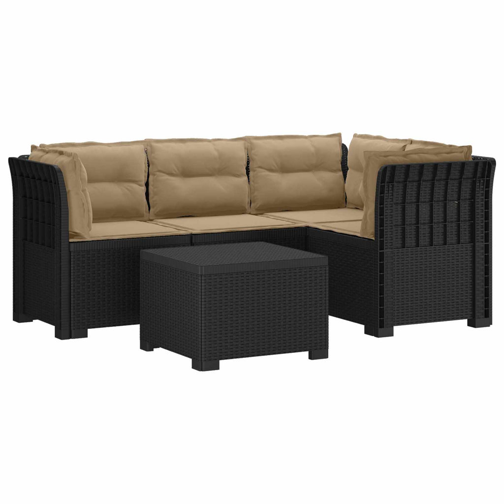 vidaXL Sofa ogrodowa dla 4 osób z poduszkami w stylu rattanowym PP