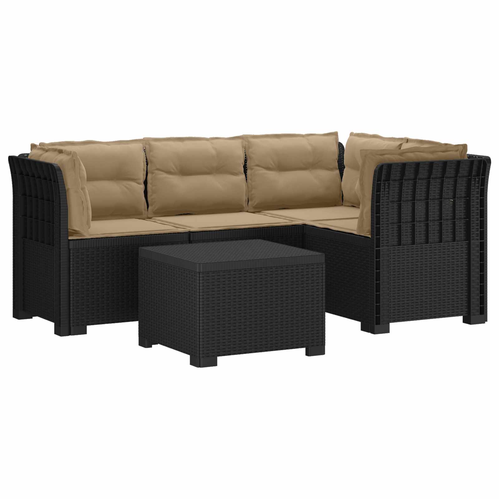 vidaXL Sofa ogrodowa dla 4 osób z poduszkami w stylu rattanowym PP