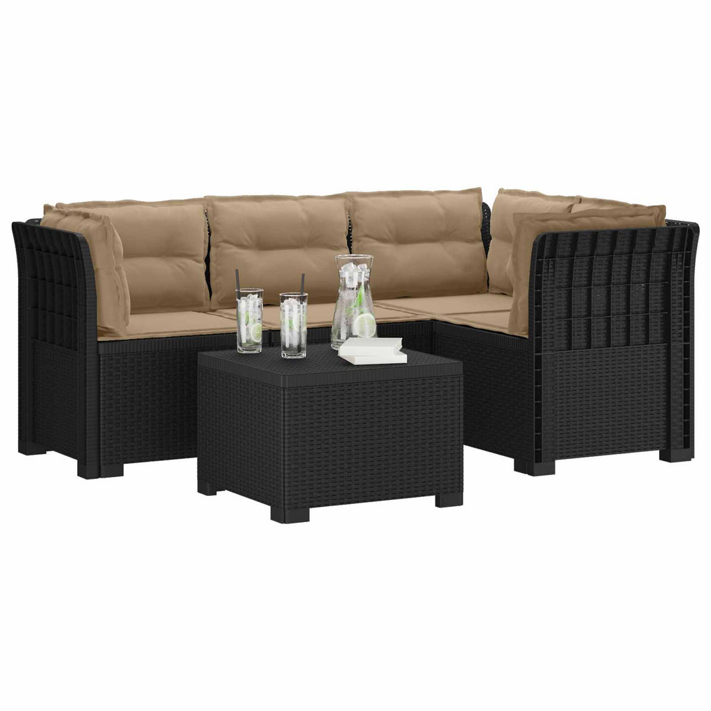 vidaXL Sofa ogrodowa dla 4 osób z poduszkami w stylu rattanowym PP