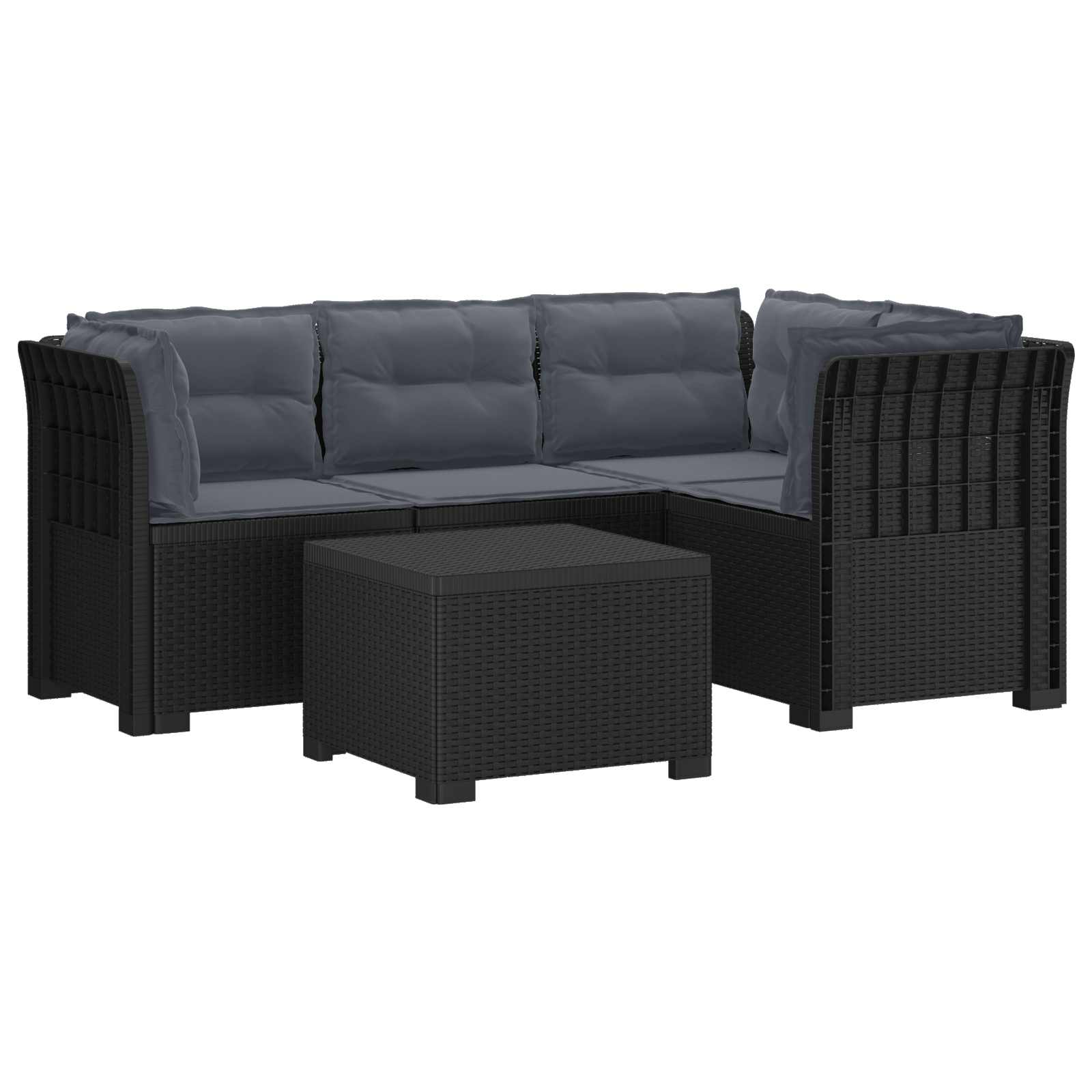 vidaXL Sofa ogrodowa dla 4 osób z poduszkami w stylu rattanowym PP