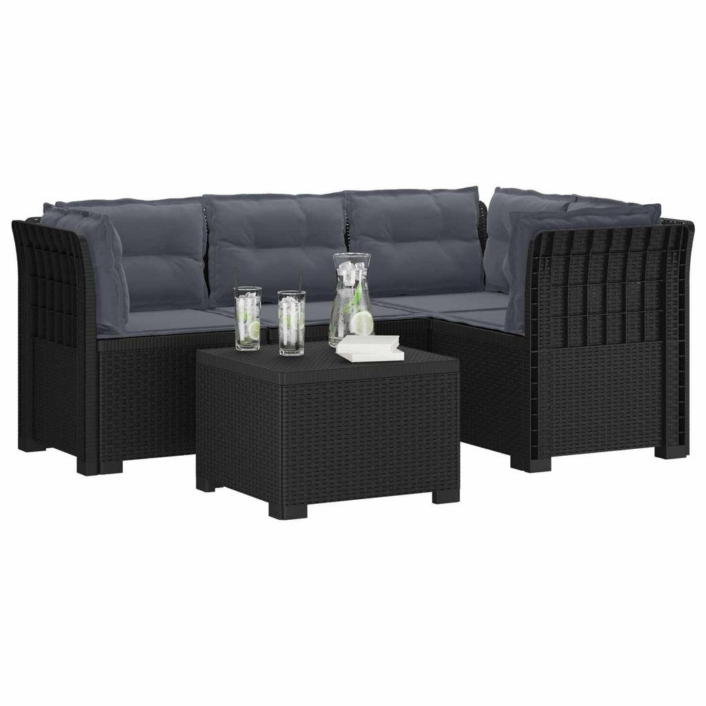 vidaXL Sofa ogrodowa dla 4 osób z poduszkami w stylu rattanowym PP