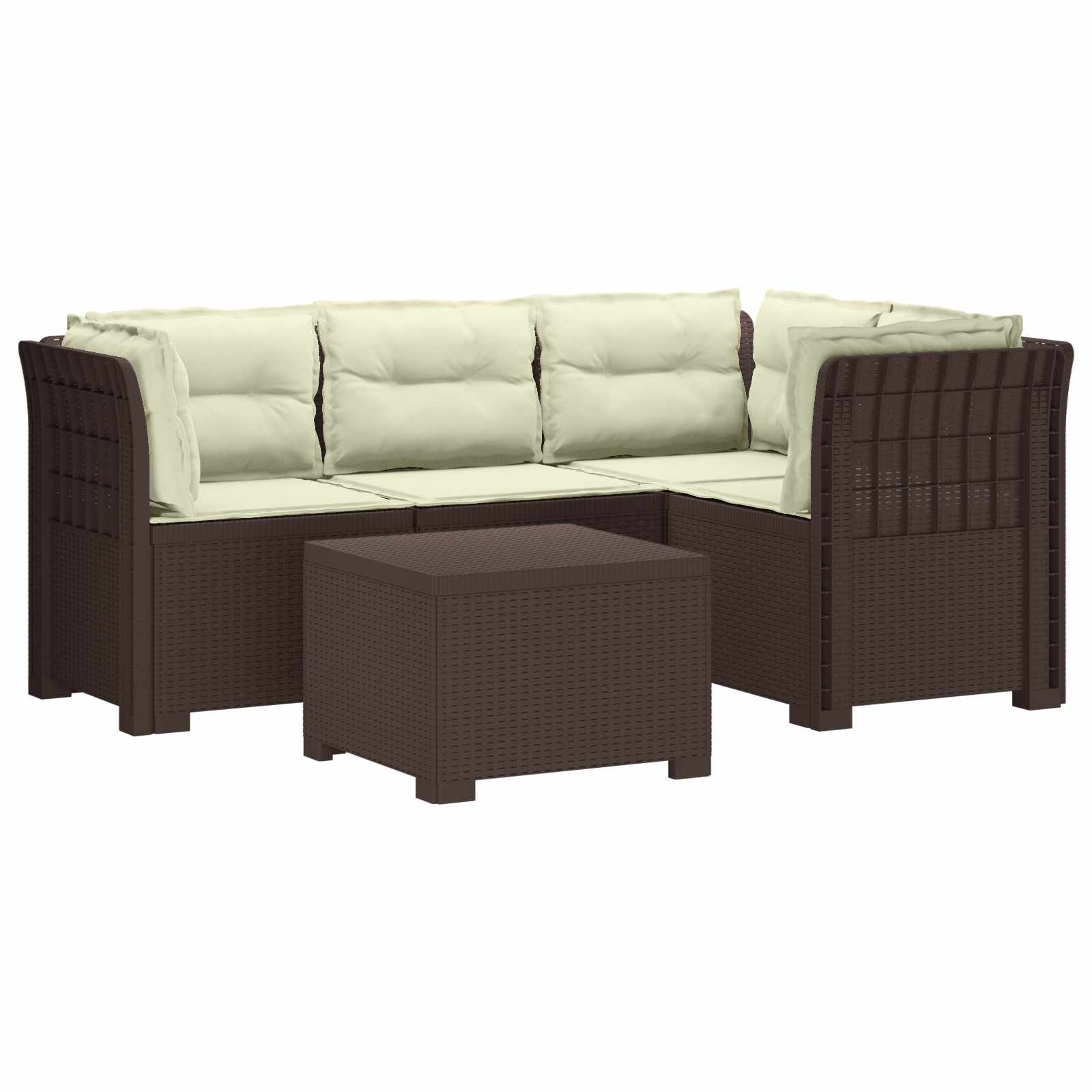 vidaXL Sofa ogrodowa dla 4 osób z poduszkami w stylu rattanowym PP